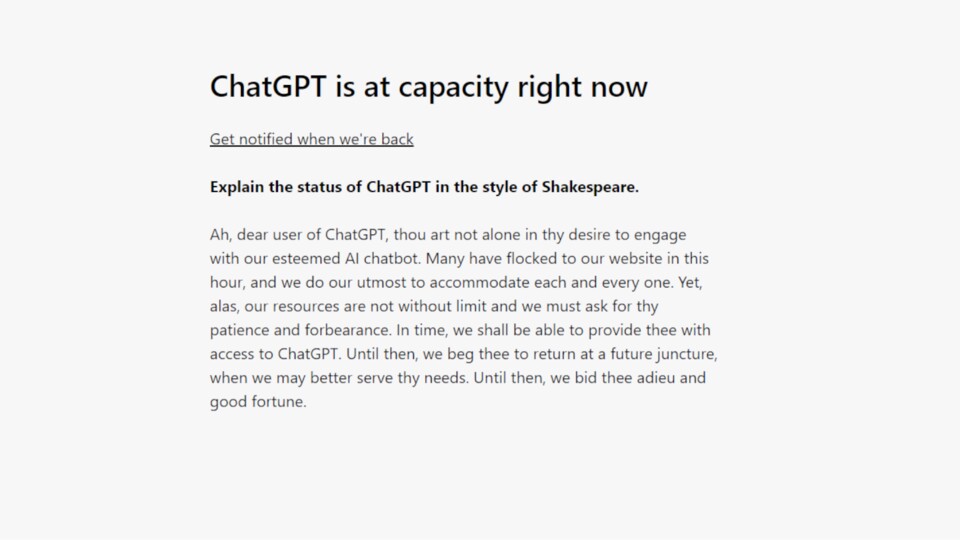 Currently a frequently occurring hint: ChatGPT is busy.