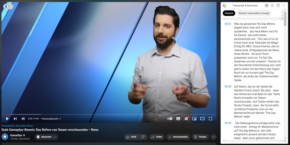 The real star of the add-on is the video summaries that you can get at the click of a button.