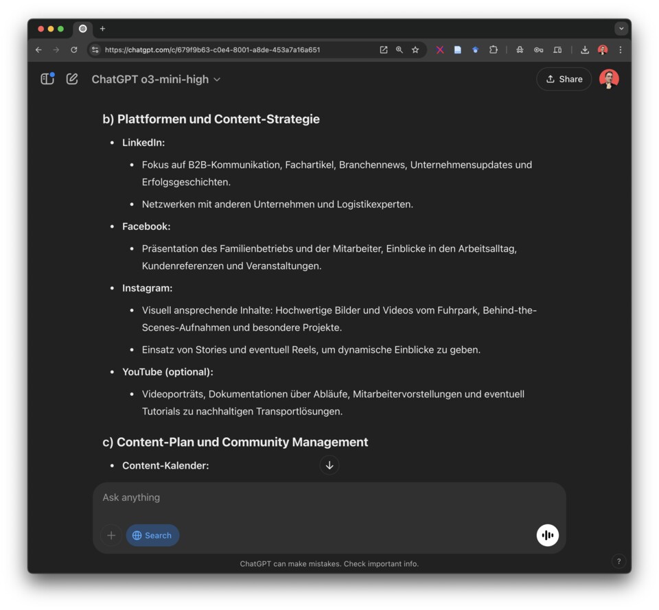 ChatGPT – Eine generierte Social-Media-Strategie