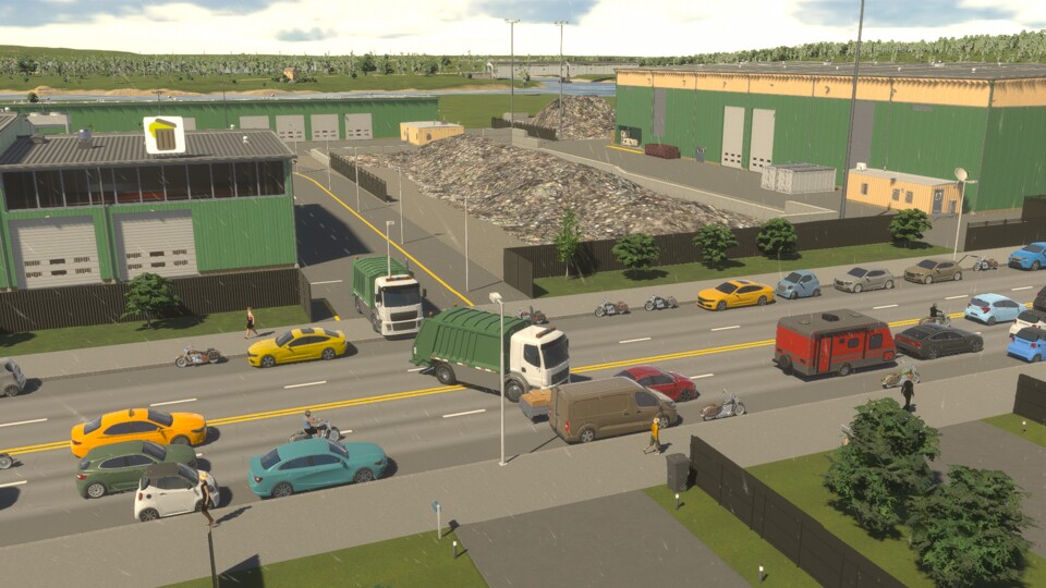 Die Müllwagen unseres Recyclingzentrums schwärmen aus, um den Dreck der Bevölkerung wegzukarren.