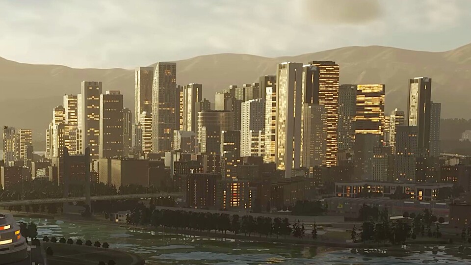 Mehrere hunderttausend Einwohner und aktive Zeitbeschleunigung in Cities Skylines 2: Das lastet auch 16 Kerne und 32 Threads zu 100% aus - läuft dabei aber noch halbwegs ok, während der Ryzen 7 5800X3D schon arg ins Straucheln kam.