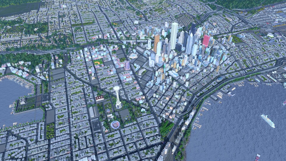 D?er reddit-Benutzer »inthoughtwelive« hat Seattle in Cities: Skylines nachgebaut. ?