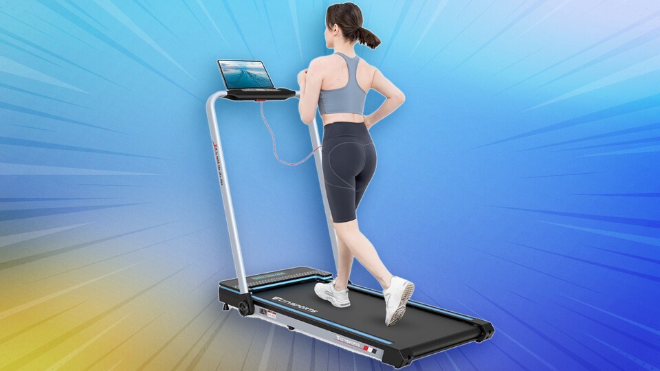 Die Haltestange kann beim Citysports-Laufband auch eingeklappt werden. (Bildquelle: Citysports)