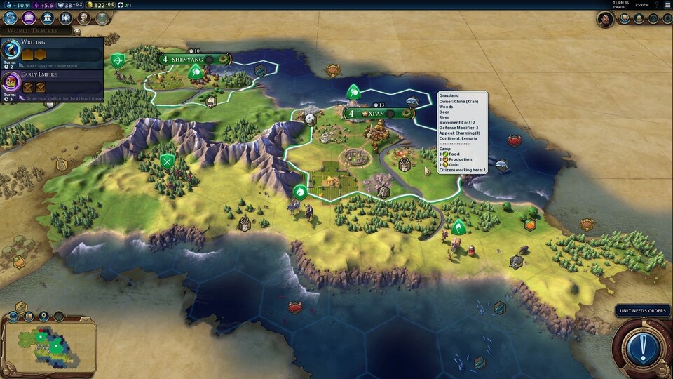 In Civilization 6 erstrecken sich Städte über bis zu 36 Hexfelder.