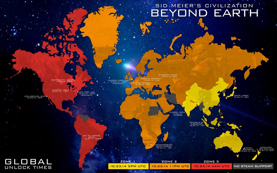 Civilization: Beyond Earth startet in Deutschland am 24. Oktober 2014 um 1:00 Uhr in der Nacht.