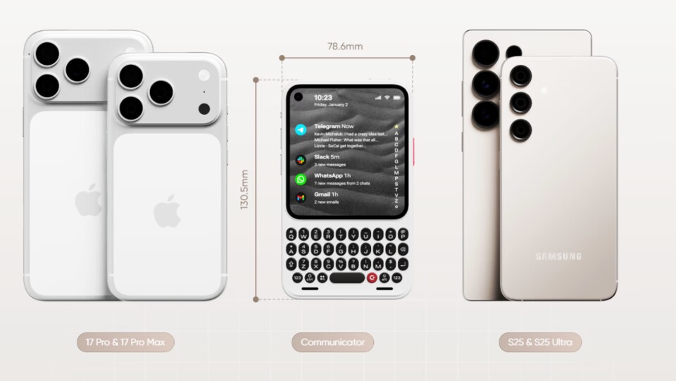 Der Clicks Communicator ist im Vergleich zu heutigen Smartphones ziemlich klein. (Bildquelle: Clicks)