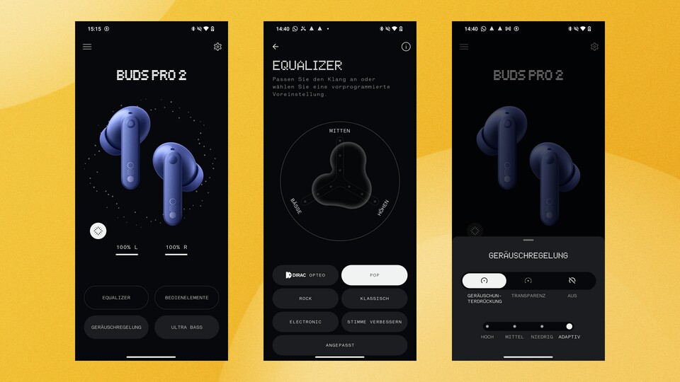 Für meinen Geschmack war die Voreinstellung »Pop« in Kombination mit dem LDAC-Codec am Besten. Aber ihr habt natürlich die Wahl.