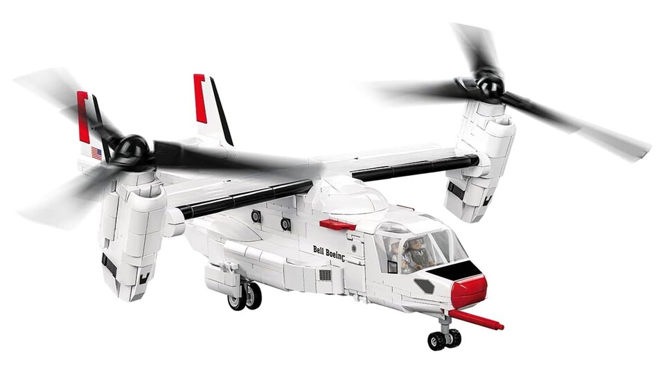 Die V-22 Osprey kann ihre gesamte Rotorkonstruktion schwenken, um sowohl wie ein Helikopter auf der Stelle als auch schnell und sparsam wie ein Flugzeug zu fliegen.