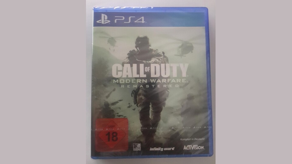 Die PS4-Version als Standalone-Titel von Modern Warfare Remastered. Das Foto wurde uns von einer vertrauenswürdigen Quelle bei einem deutschen Händler zugesandt.
