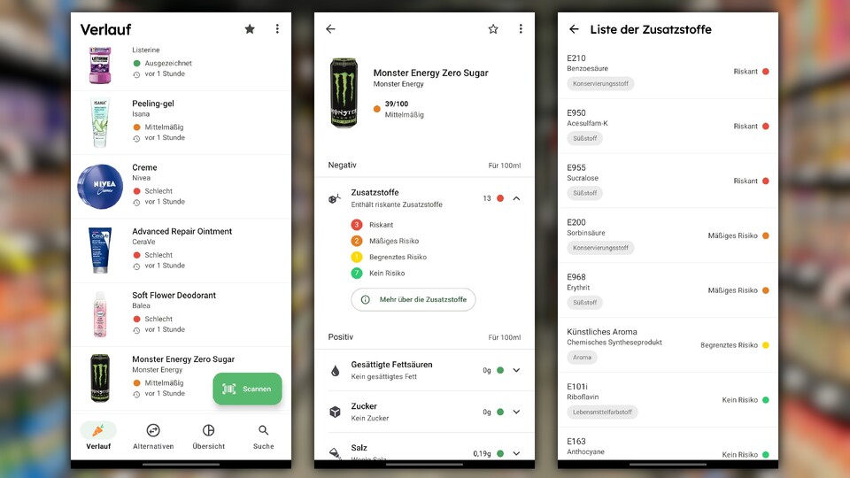 Yuka bringt ähnliche Funktionen wie CodeCheck, ist dabei aber kosten- und werbefrei. (Bildquelle: GameStar Tech; Frank Chamaki Unsplash)