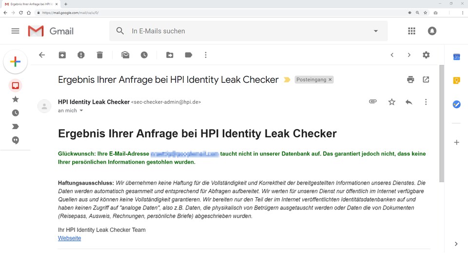 Der Identiy Leak Cheaker des Hasso Plattner Instituts enthält auch die Daten der Sammlungen Collection #1 bis Collection #5.