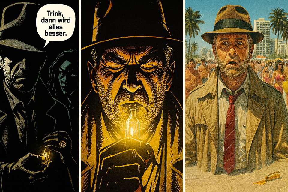 ChatGPT hat auf Grundlage des Prompts einen dreiteiligen Comic generiert.