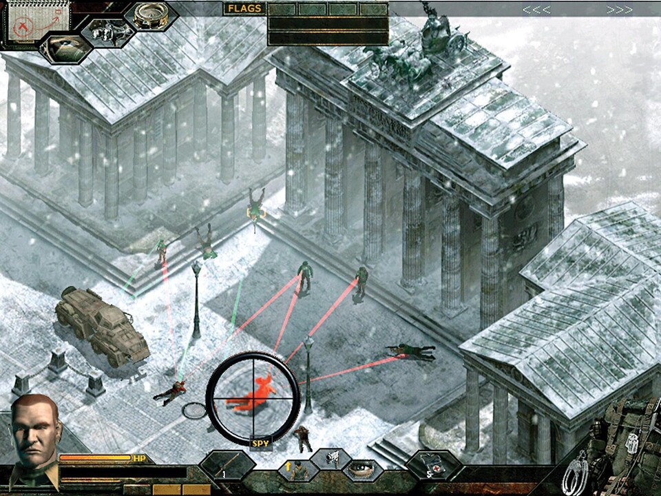 Multiplayer-Match in Berlin: Die Truppen von Markus (rot) tappen in einen Hinterhalt von Heikos Scharfschützen (hier in der dritten von vier Zoomstufen).