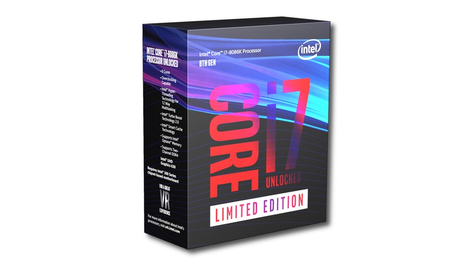 Die Packung des Core i7 8086K aus diesem Test weist die CPU als »Limited Edition« aus, die Unterschiede zum technisch sehr ähnlichen Core i7 8700K halten sich gleichzeitig stark in Grenzen.
