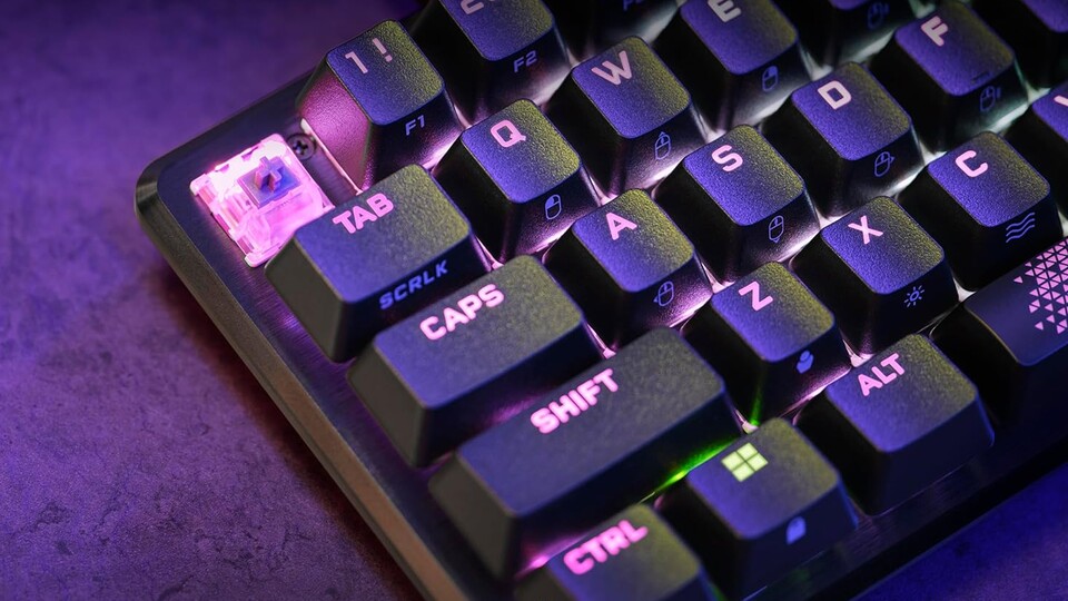 Präzision auf Profi-Niveau: Die Corsair OPX-Switches nutzen Lichtschranken für eine nahezu verzögerungsfreie Signalübertragung.