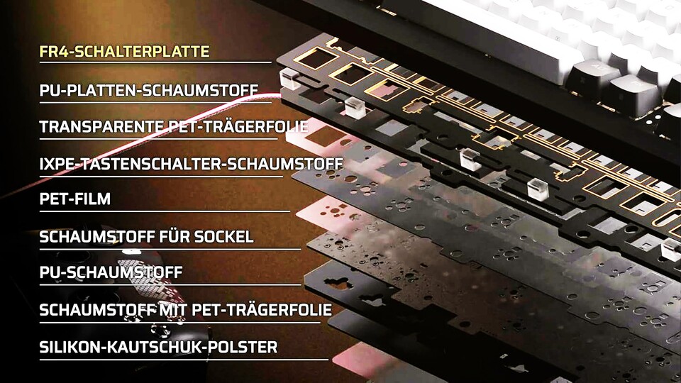Ein Metallgehäuse alleine genügt nicht, um das begehrte Thock beim Tippen hervorzurufen.