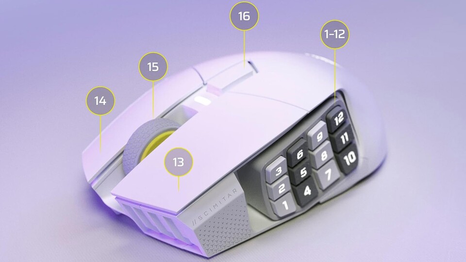 Maximale Kontrolle: Mit den 16 programmierbaren Tasten gehört das hektische Suchen nach Keybinds auf der Tastatur endgültig der Vergangenheit an.