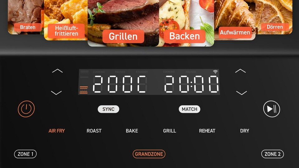 Weil Zeit kostbar ist: Dank zwei separater Zonen könnt ihr die Bestandteile eures Menüs synchron zubereiten!