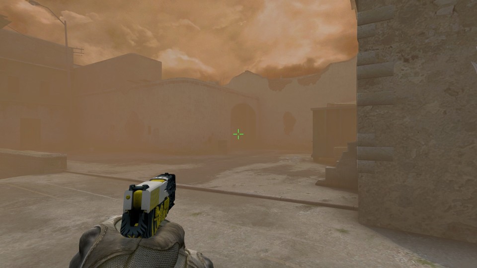Keine Sicht: Während eines Sandsturms auf der CS:GO-Map Dust2 wird es schwierig, Gegner auszumachen.