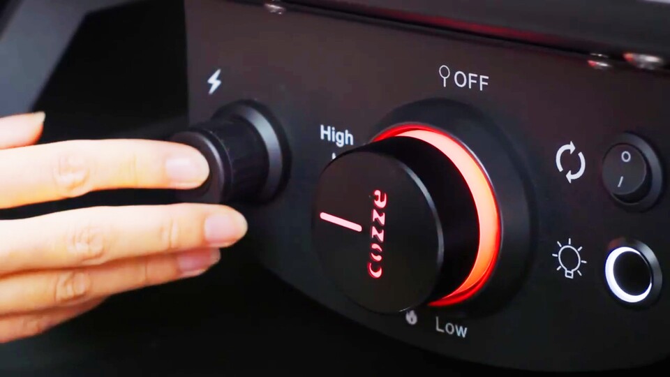 Besonders bei Gasgrills ist die Regelung hoher Temperaturen sehr wichtig. Der große Regler macht die Kontrolle ganz einfach und sicher.