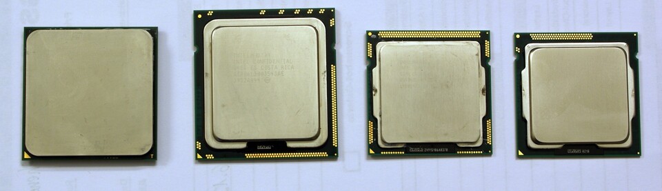 Von links nach rechts: Phenom II X6 1100T, Core i7 980X, Core i7 870 und Core i7 2600K.