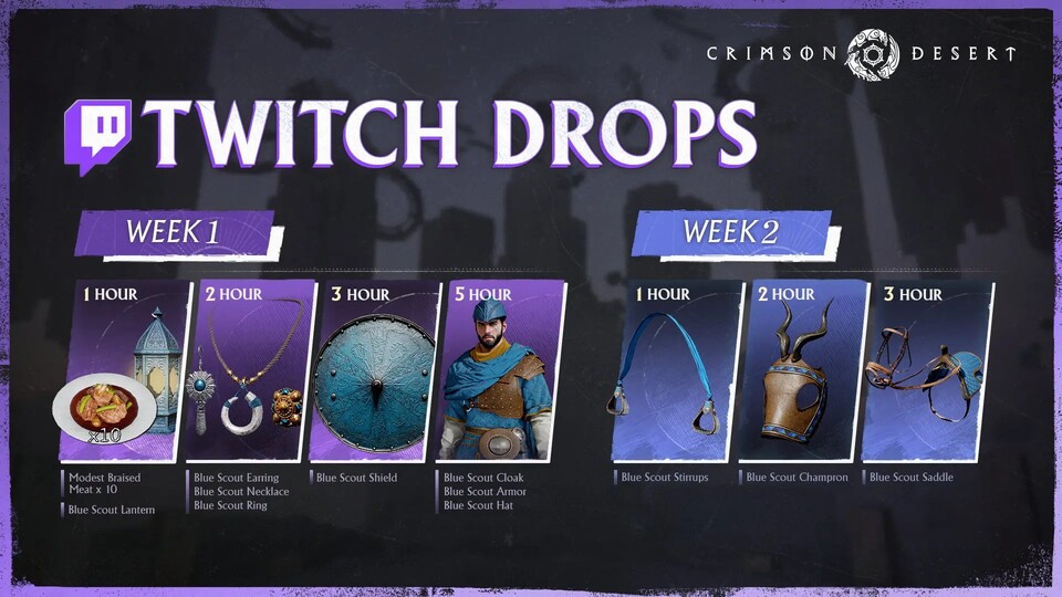 Alle Twitch Drops für Crimson Desert.