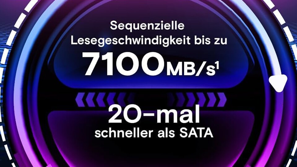 Weniger Ladebalken, mehr Zocken: Die Crucial P310 liefert euch bis zu 7.100 MBs Geschwindigkeit dank PCIe Gen4.
