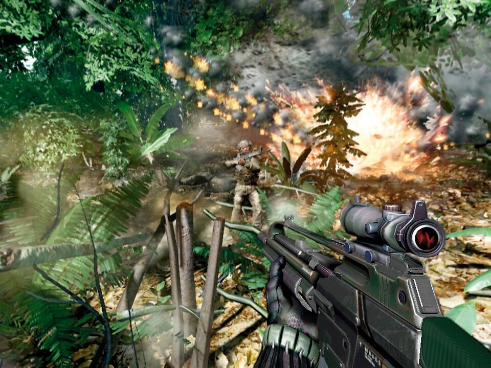 Die dichten Dschungelgebiete, ein Markenzeichen von Far Cry, sind in Crysis zurück - noch schöner als zuvor.