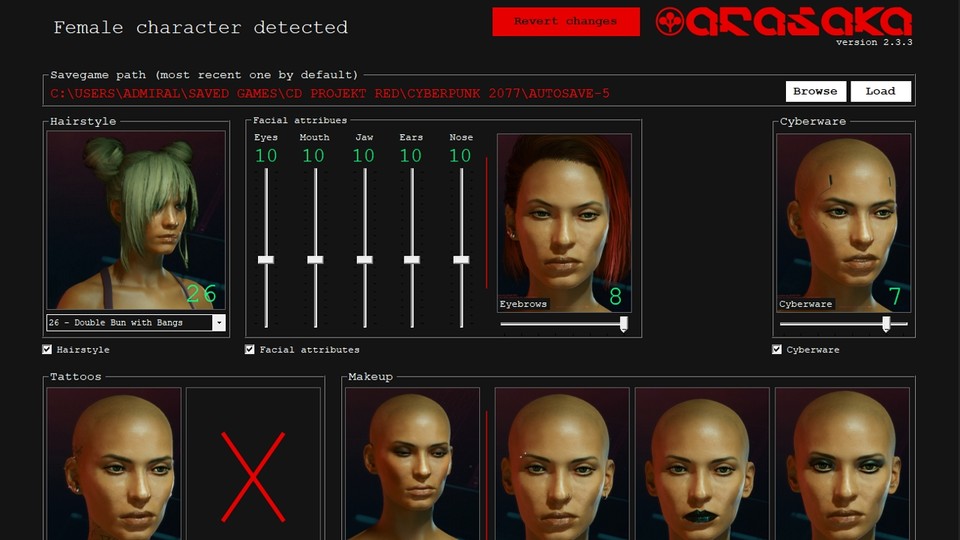 With the help of a savegame editor, you can also customize your face while the game is running.