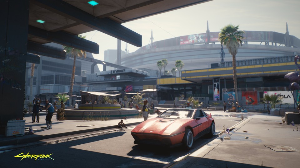 Protagonist V kann die Spielwelt von Cyberpunk 2077 hinter dem Steuer verschiedener Fahrzeuge erkunden.