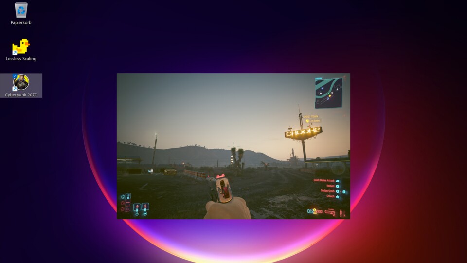 Das Spiel muss vorher im (randlosen) Fenster laufen.