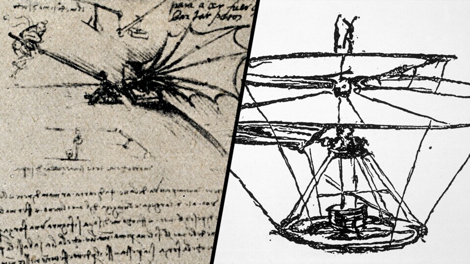 Vor über 500 Jahren hat bereits Leonardo da Vinci erste Aufzeichnungen zu Fluggeräten gemacht. (Bilder: adobe.stock)
