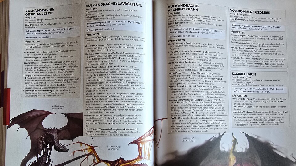 Jedes Monster in Daggerheart ist ein Unikat. Epische Kampagnen-Endgegner, wie dieser Vulkandrache, haben sogar mehrere Boss-Phasen!