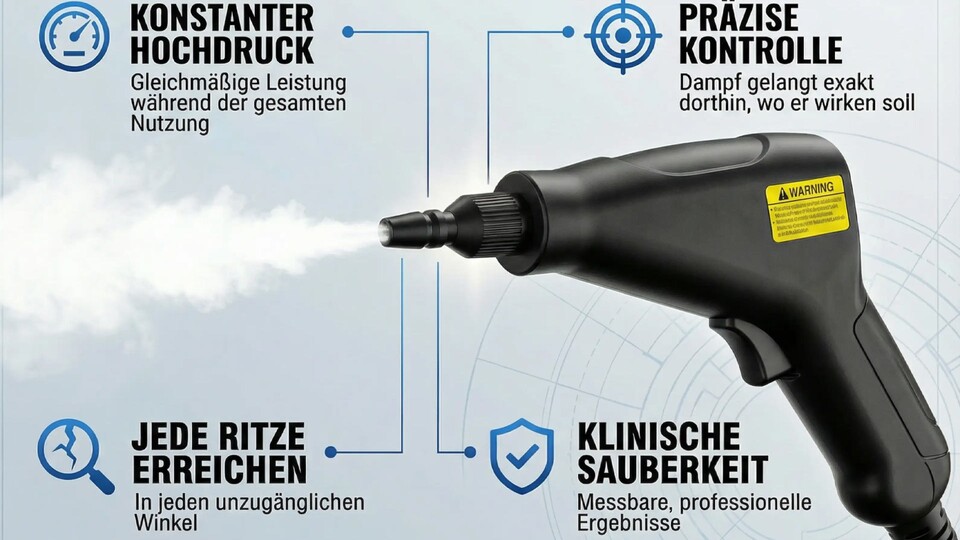Die Dampfpistole ermöglicht eine präzise Steuerung.