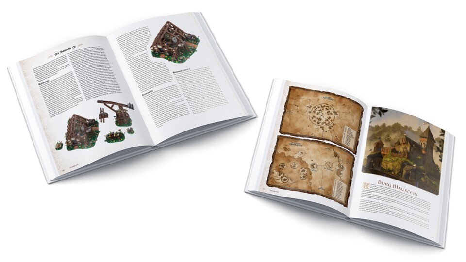 Neben schicken Zeichnungen sind auch die Klemmbaustein-Originale der Gebäude im Buch abgedruckt.