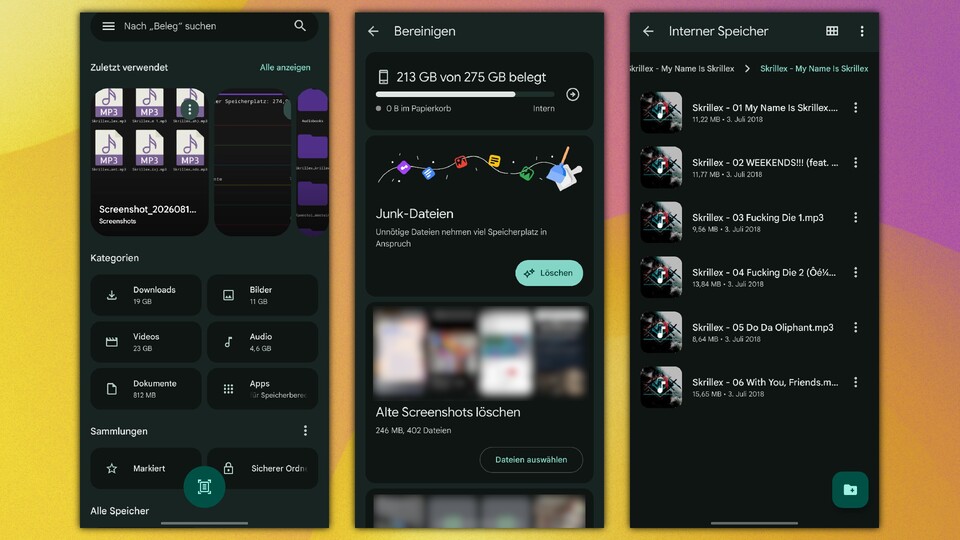 Files by Google hat eine moderne Übersicht sowie nützliche Features zur Speicherbereinigung. (Bildquelle: GameStar Tech)