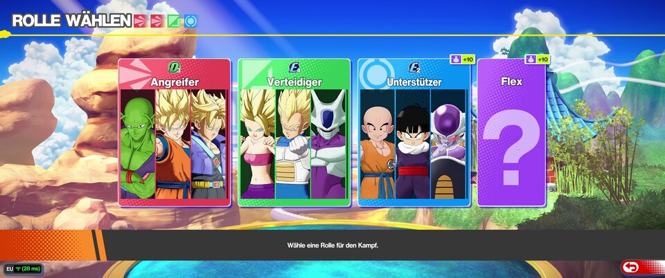 Jedes Team besteht aus zwei Angreifern, einem Verteidiger und einem Unterstützer.