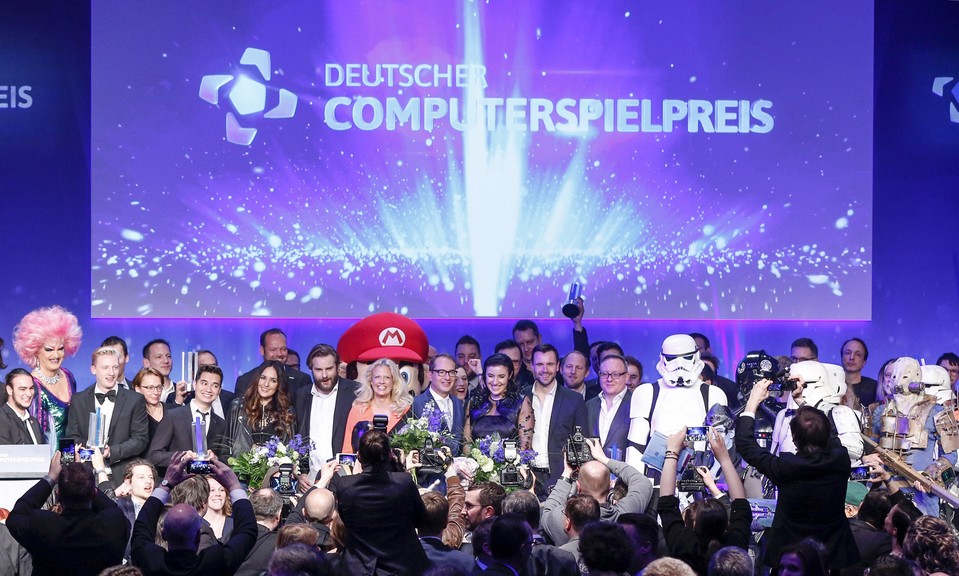 Die Gala zum DCP, wie hier 2017, fährt alles auf, was in deutschen Videospielbranche Rang und Namen hat. Ab 18:30 Uhr läuft der Stream zum Event auf unserem Youtube- oder Twitch-Kanal.