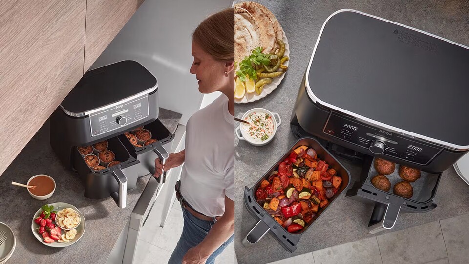 Wählt aus den sechs Modi: Max Crisp, Air Fry, Rösten, Backen, Aufwärmen oder Dehydrieren und kocht nach Herzenslust.