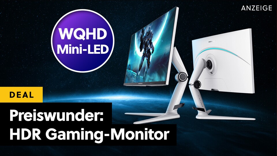 Das Mini-LED-Display verleiht diesem WQHD Gaming-Monitor im Amazon-Angebot nahezu unschlagbare Kontraste und HDR-Qualität auf höchstem Niveau.