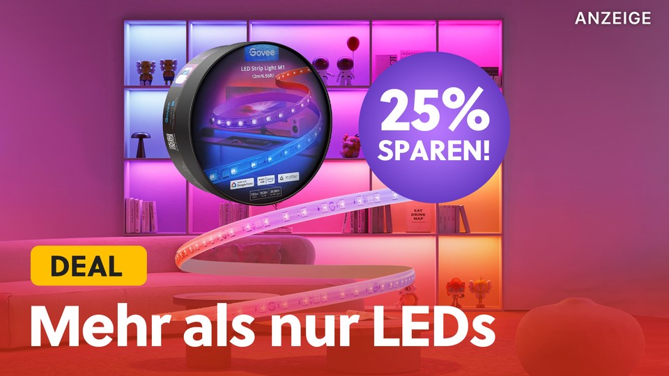 Even at the standard price, the M1 LED strip from Govee is really cheap.  With the Amazon Coupon you save another 20€ more.