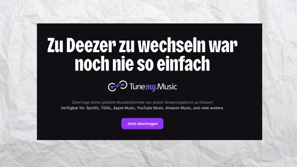 Auf der offiziellen Seite von Deezer empfiehlt TuneMyMusic sogar direkt mit einem Link.