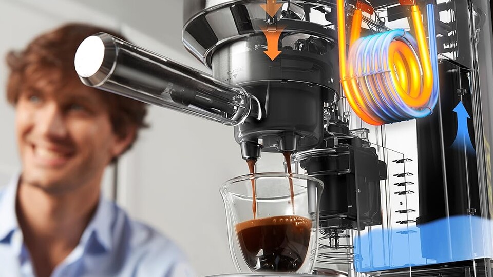 Ein besonders effizientes Thermoblock-Heizsystem stellt sicher, dass euer Espresso in wenigen Sekunden verzehrfertig zubereitet wird!