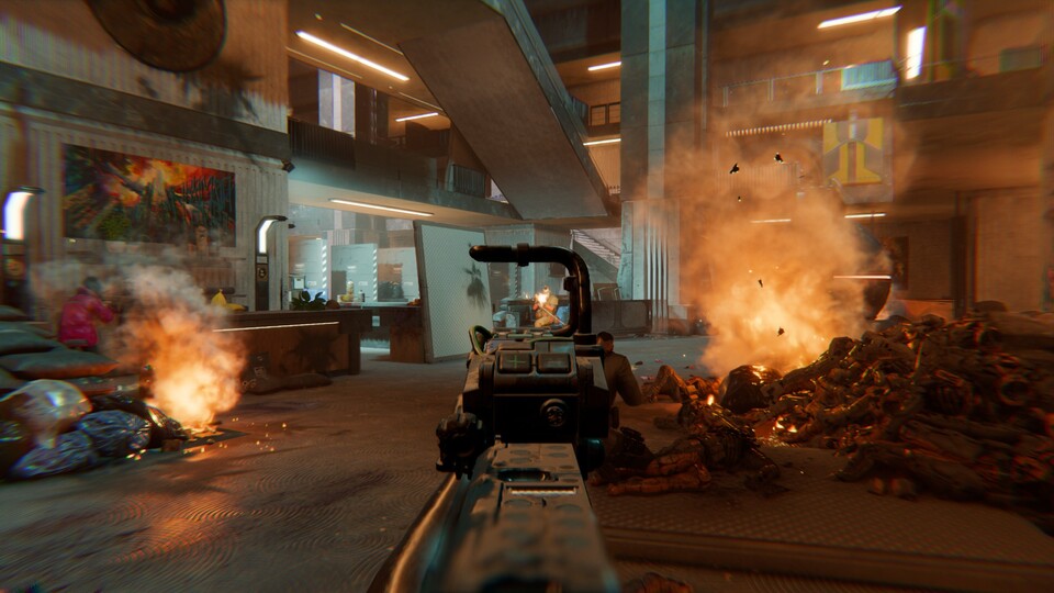 Die Action geht jetzt schon sehr gut ab, die Waffen haben mächtig viel Druck.