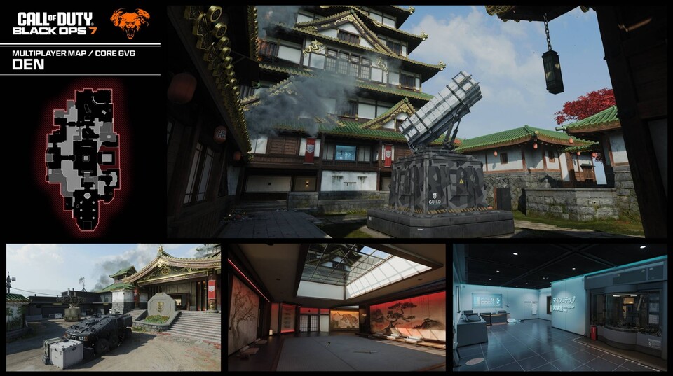 Layout und Locations der Black Ops 7 Map Den auf einen Blick.