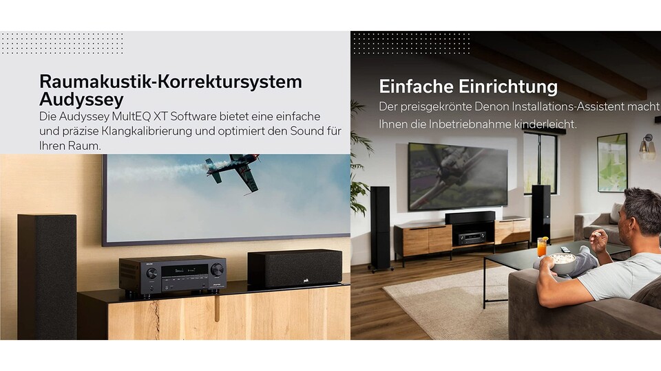 Auch PS5 Gaming ist mit dem Denon 2800H deutlich aufgewertet: Der Surround Sound macht jedes Spiel immersiver - und nutzt die 4K bei 120 Hz richtig aus!