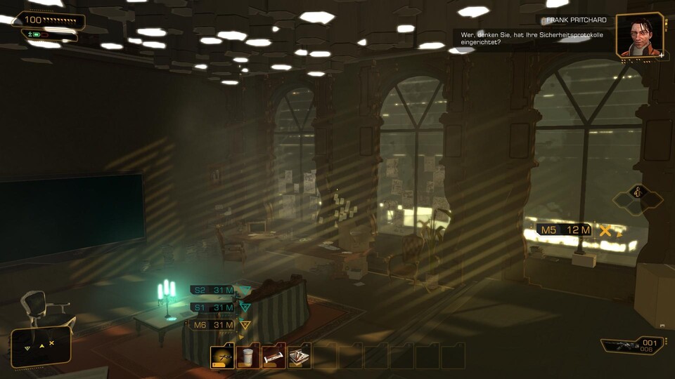 Deus Ex: Human Revolution : In der Grafik hat sich zwar nicht viel getan, doch der vermehrte Einsatz von Partikelleffekten wie etwa Rauchschwaden verdichten die Atmosphäre.
