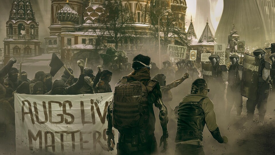 Das »Augs Lives Matter«-Banner auf einem Artwork zu Deus Ex 4 sorgt für Empörung im Netz.
