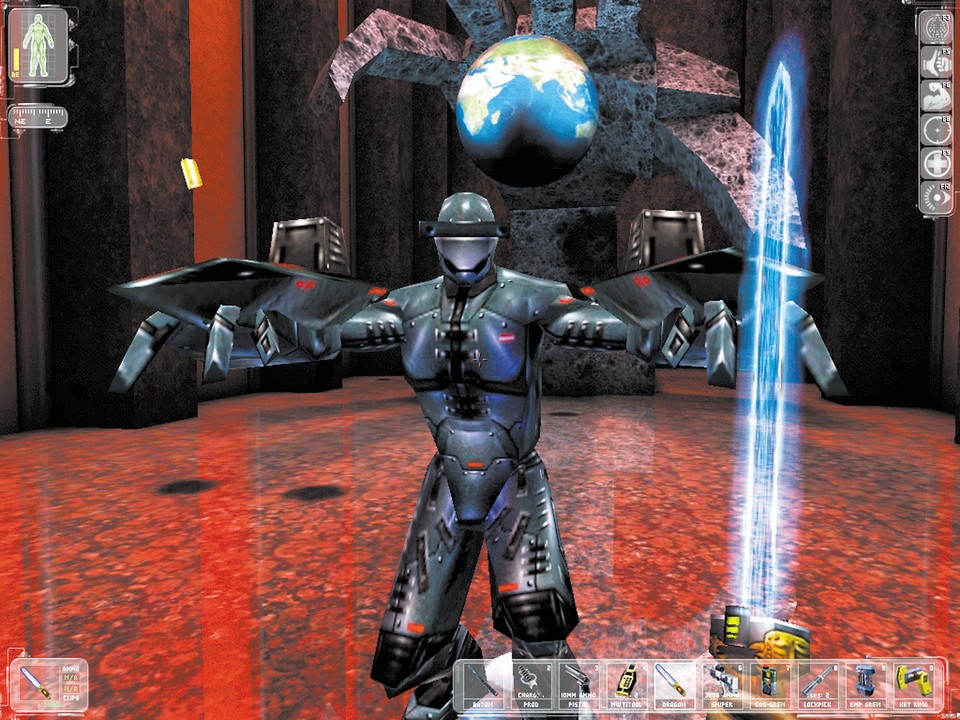 Mit Laserschwert gegen einen UNATCO-Commando: Diese Cyborgs sind leider immun gegen Elektroschocker und Betäubungsgifte.