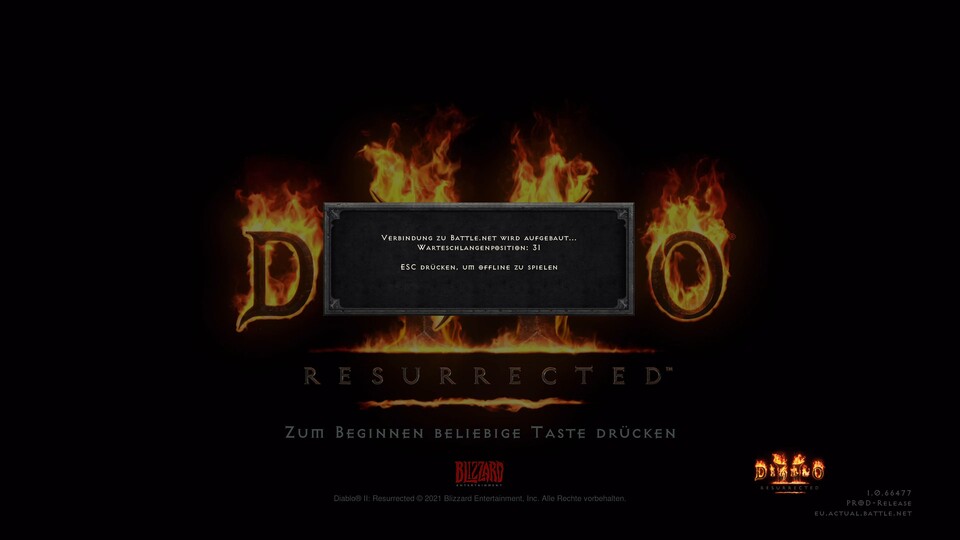 Die Warteschlangen in Diablo 2: Resurrected sind nicht nur anstrengend, sondern geben wenig Aufschluss darüber, wie gut man vorankommt. (Screenshot von 4Fansites)